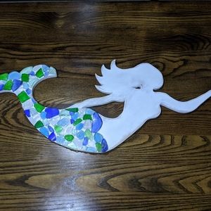 Beach glass mermaid wall hanging